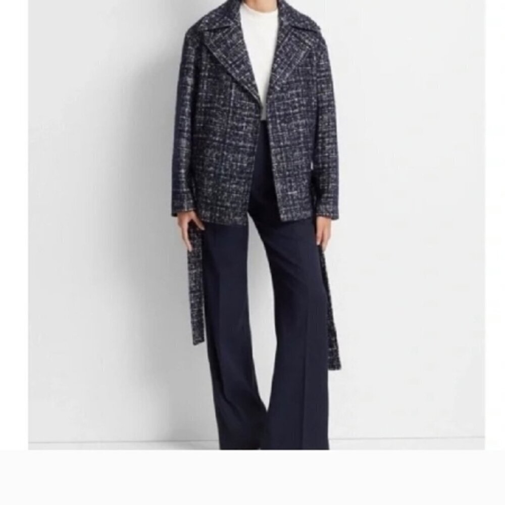 Club Monaco Blue & White Check Double-Breasted Blazer